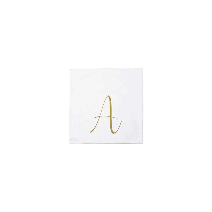 Papersoft Monogrammed Gold Cocktail Napkins