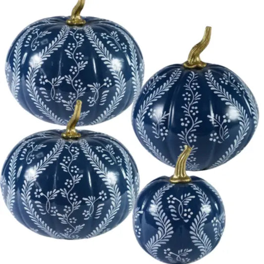 Navy Trellis Pumpkin Small