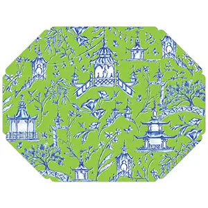 Blue and Green Pagoda Posh Placemats