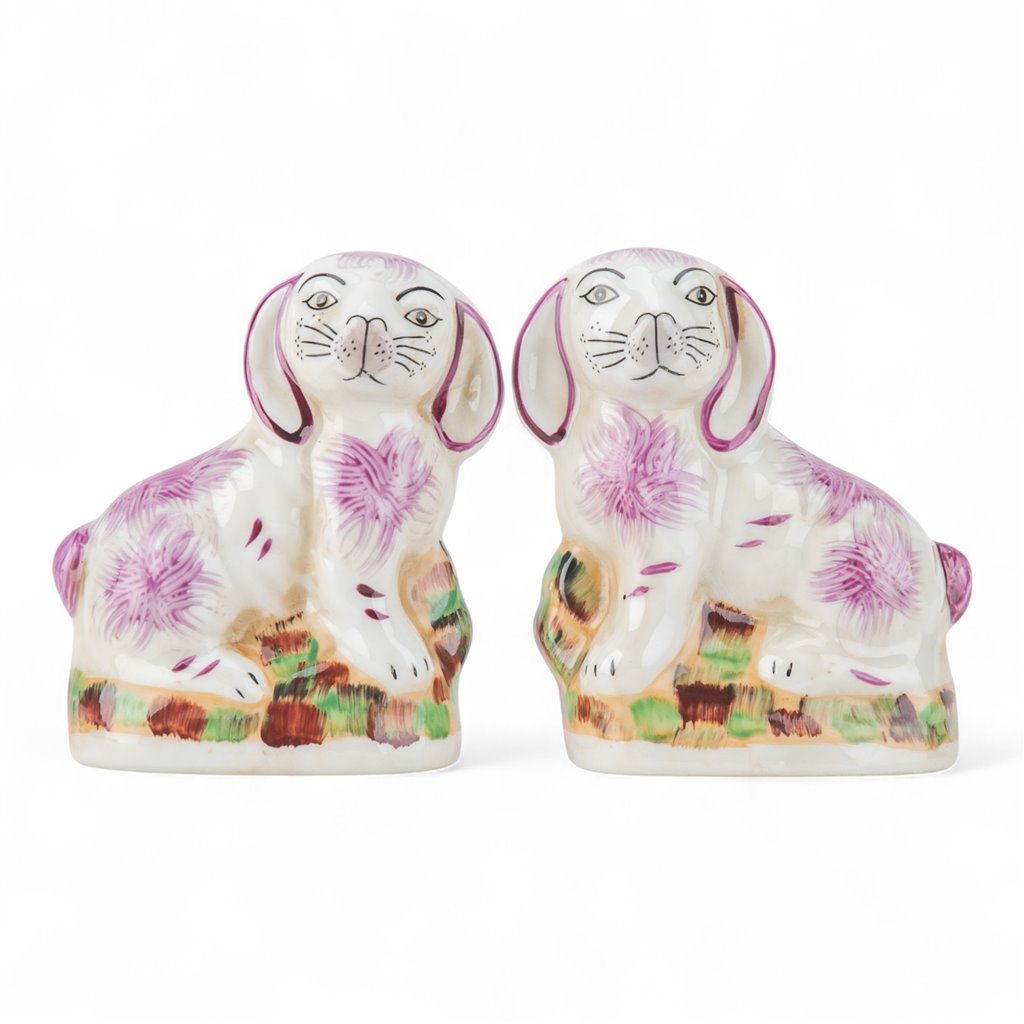 Porcelan Pair Pink Staffordshire Bunnies