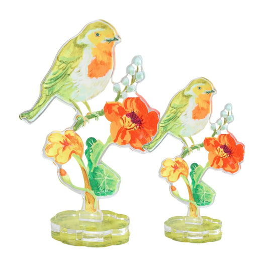 Acrylic Robin and Nasturtiums