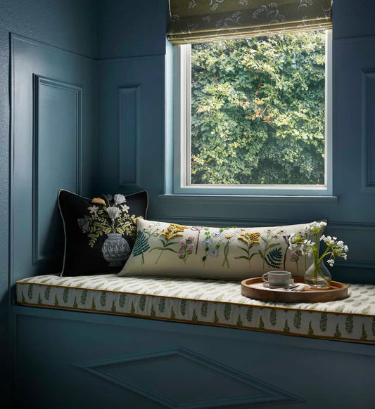 Wildflowers Embroidered Lumbar Pillow