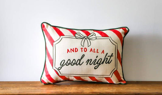 To All a Good Night Bow Piped Pillow