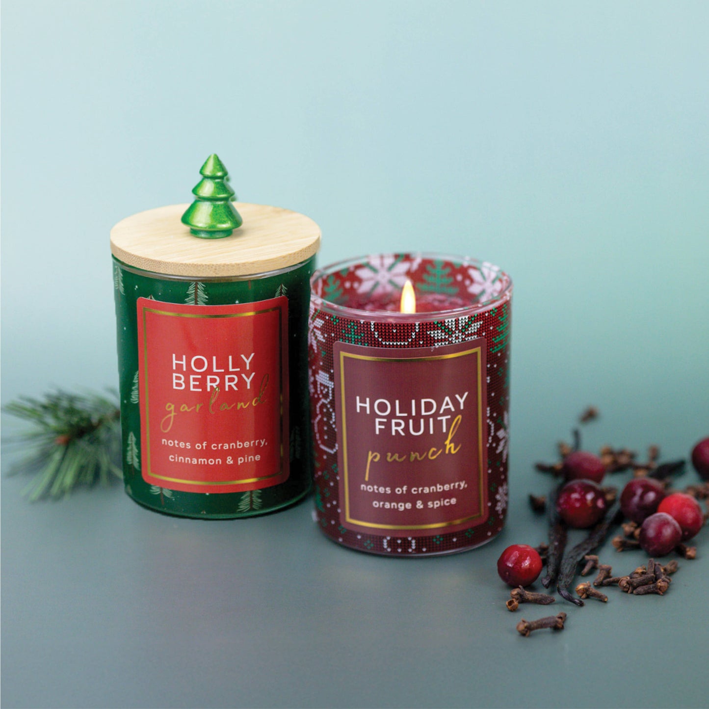 Holly Berry Garland Candle