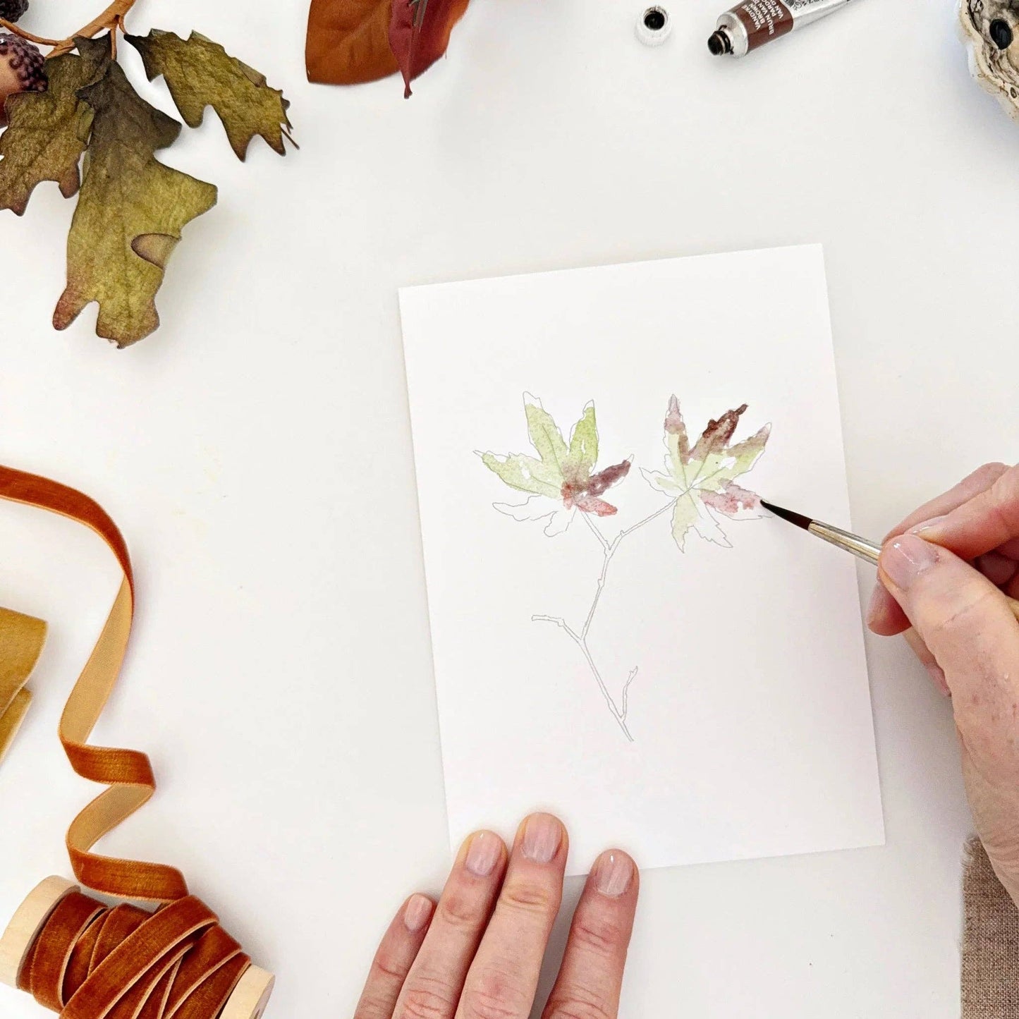 Fall Leaves Paintable Notecard Set