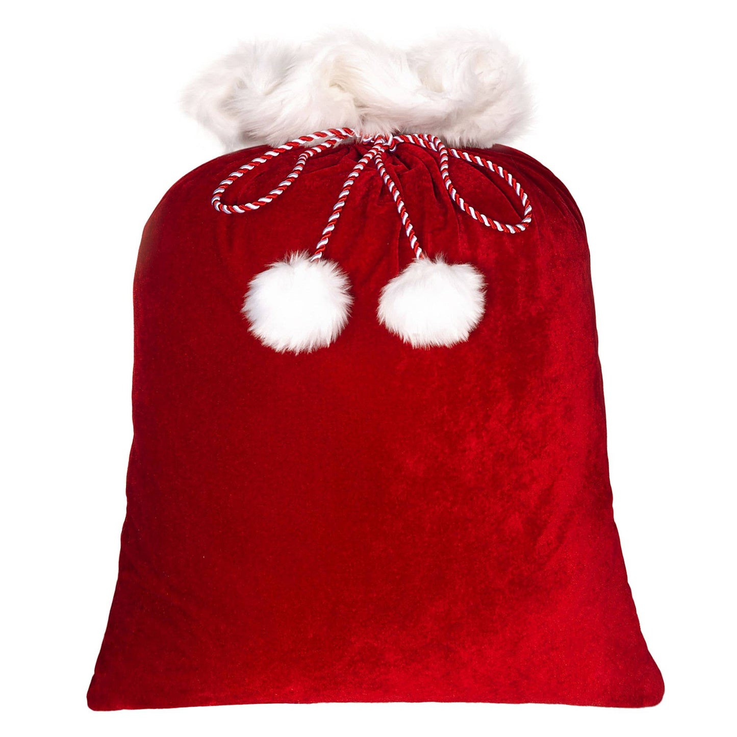 Deluxe Red and White Christmas Santa Bag with Fur Cuff 42-In