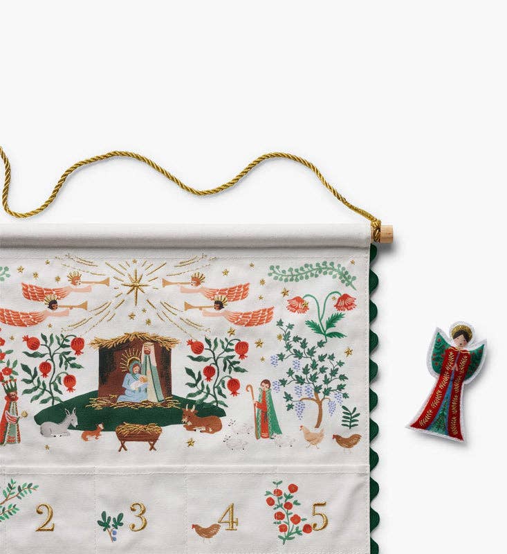 Nativity Embroidered Hanging Advent Calendar