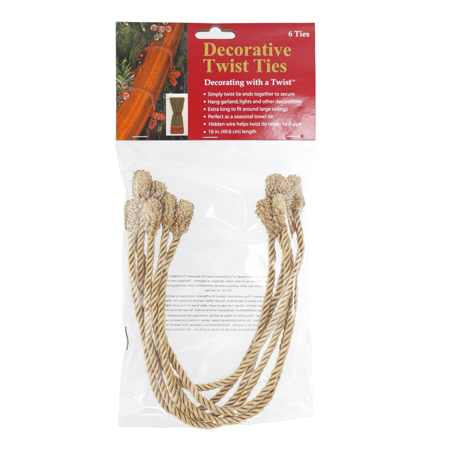 Decorative Twist Ties 6 Pack - Gold