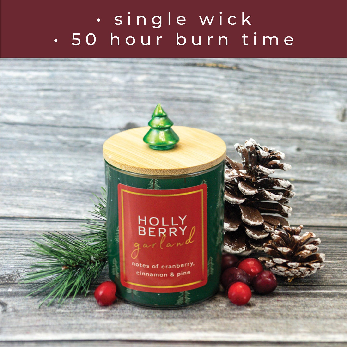 Holly Berry Garland Candle