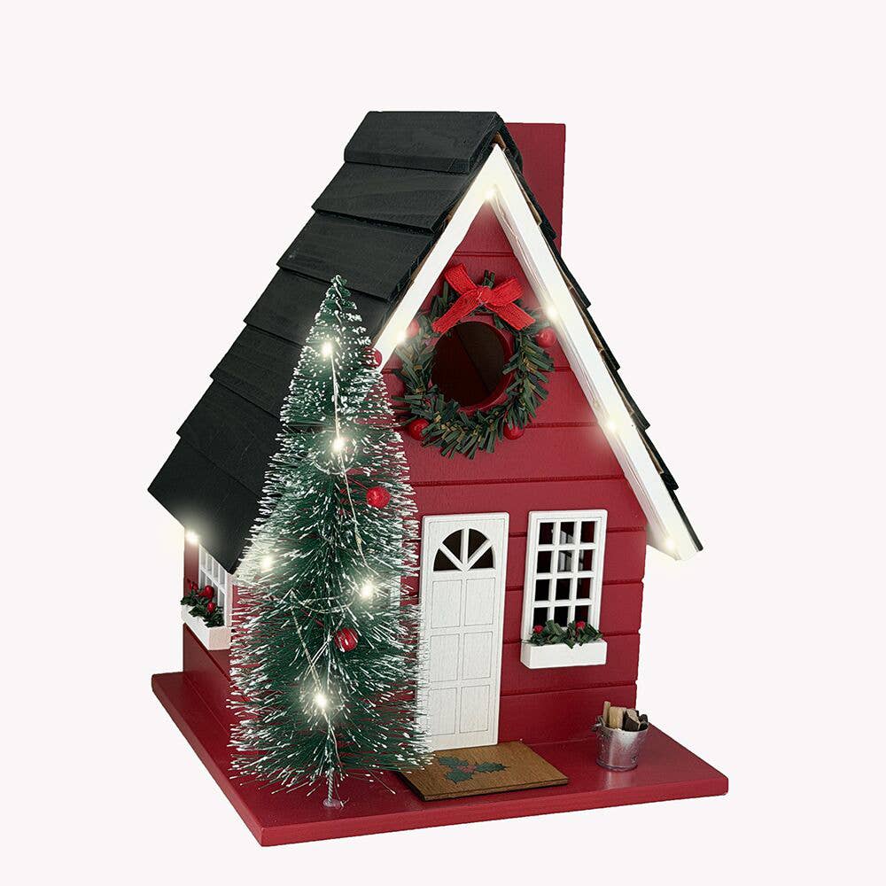 Birdhouse Festive Lodge w/LED Lights