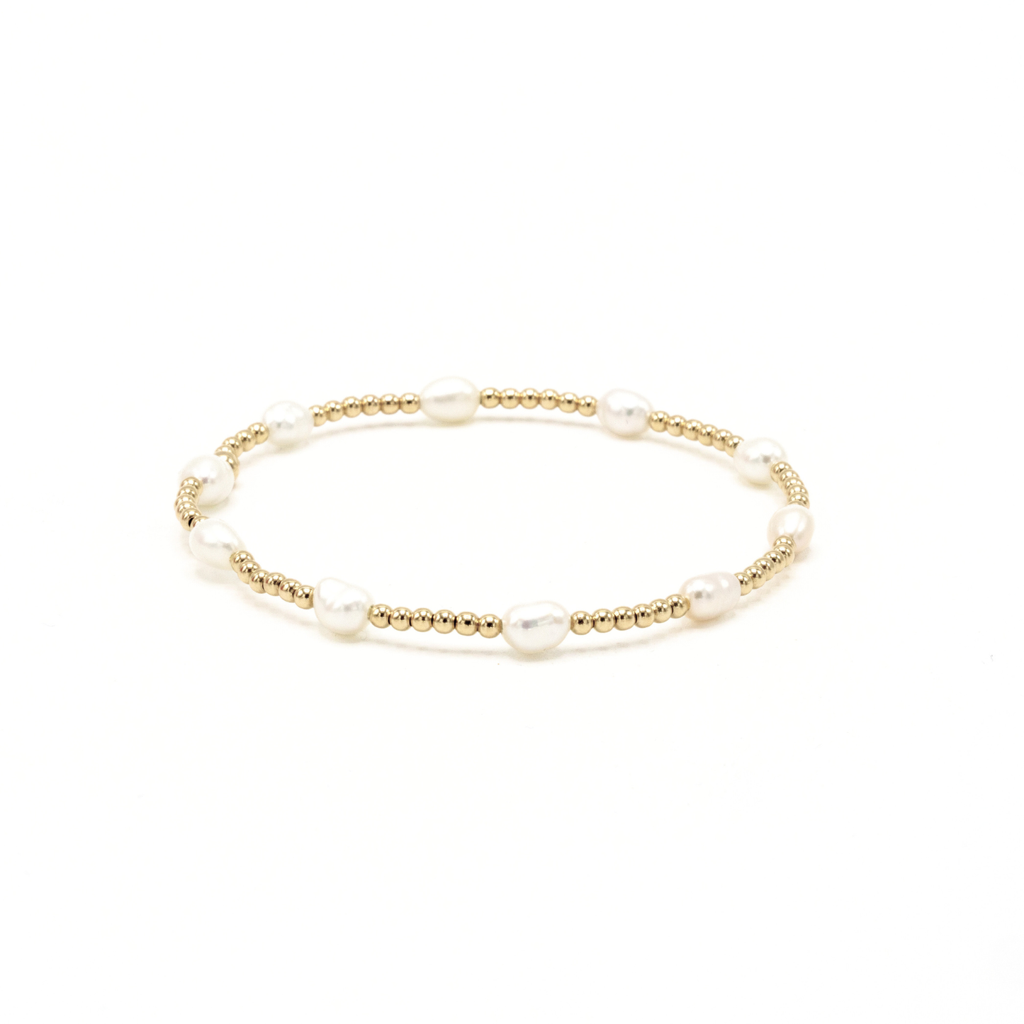 Petite Patterned Rice Pearl Gold Filled Bracelet-Erin Gray