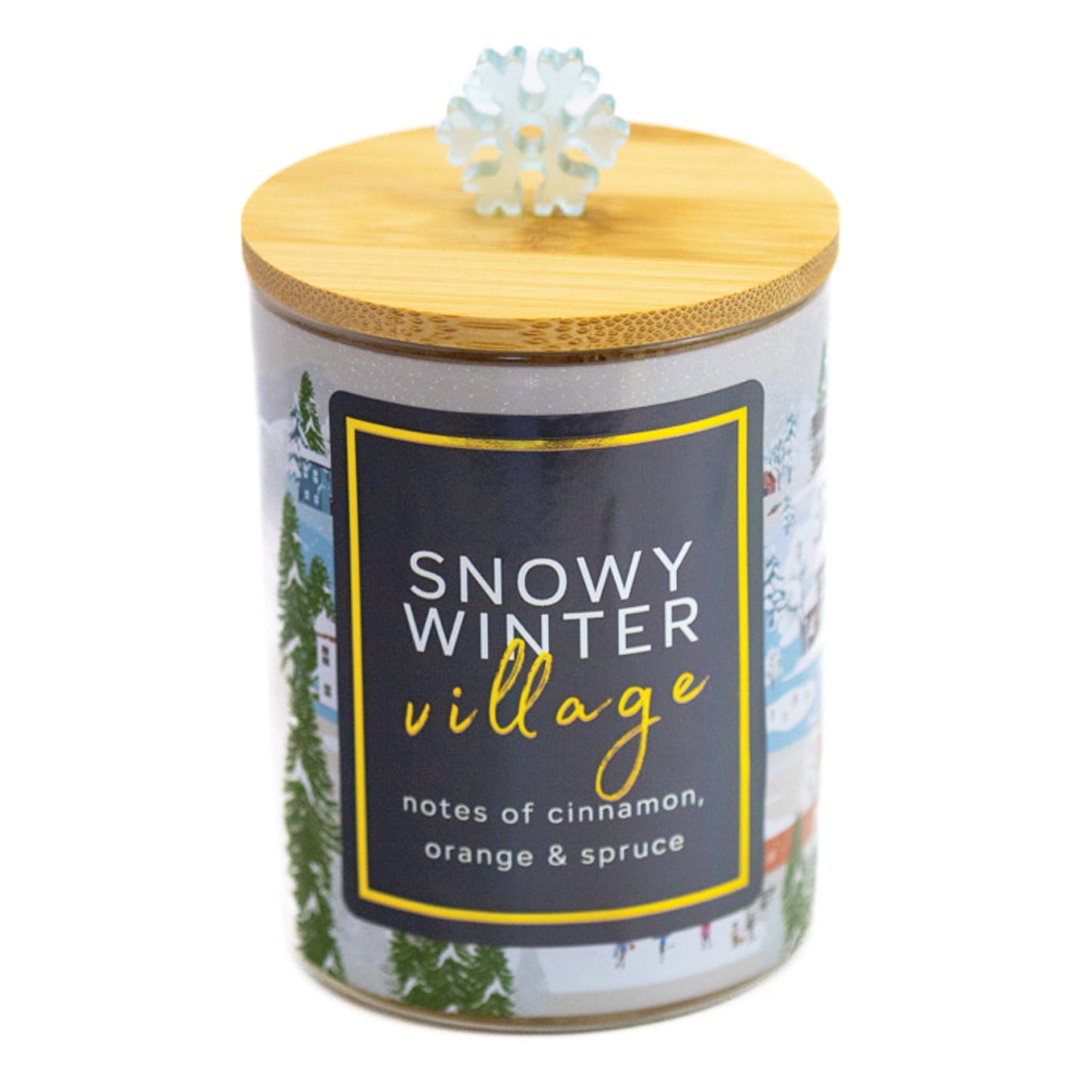 Snowy Winter Village Candle