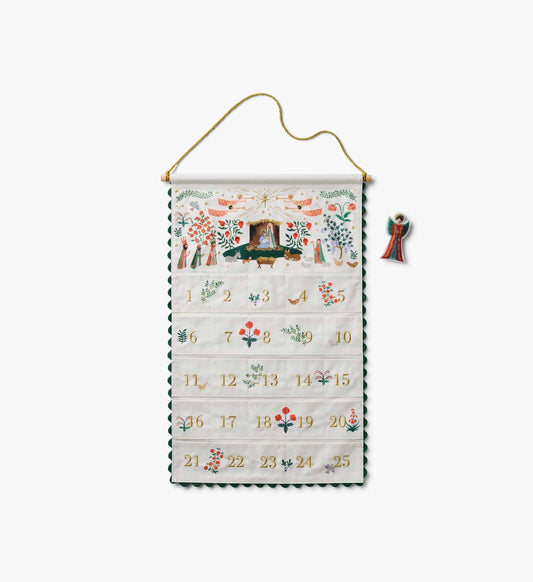 Nativity Embroidered Hanging Advent Calendar