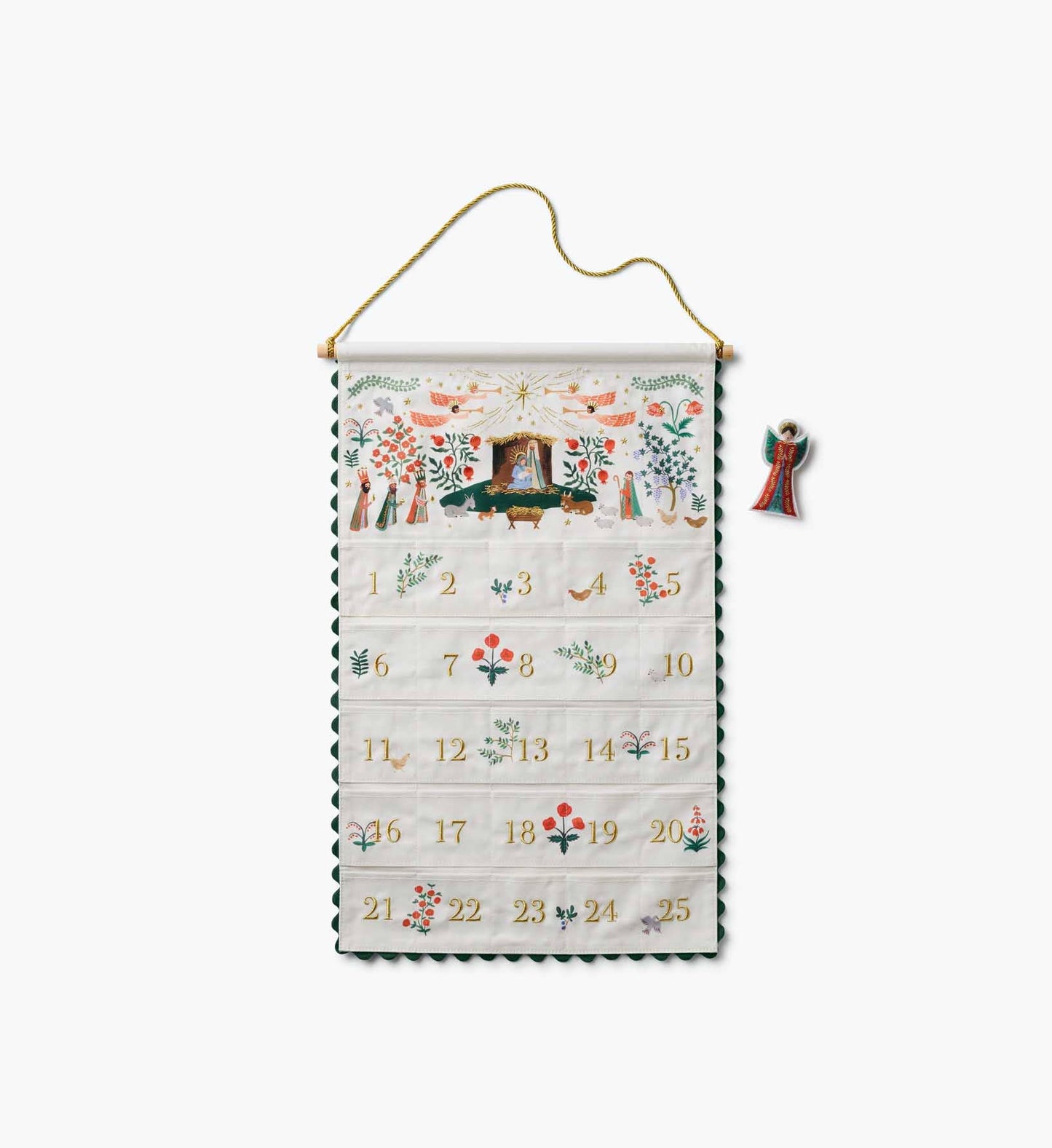 Nativity Embroidered Hanging Advent Calendar
