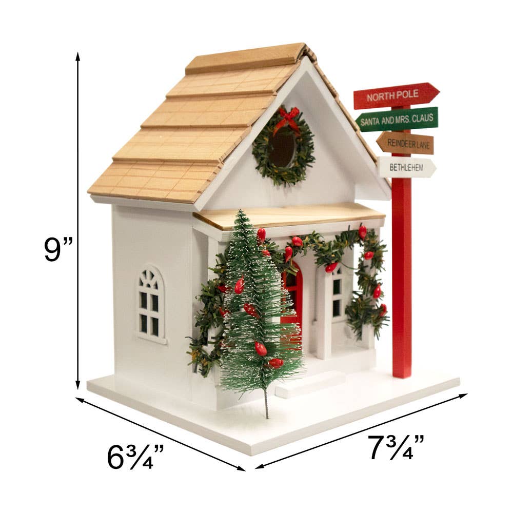 Birdhouse Holiday Sign Post