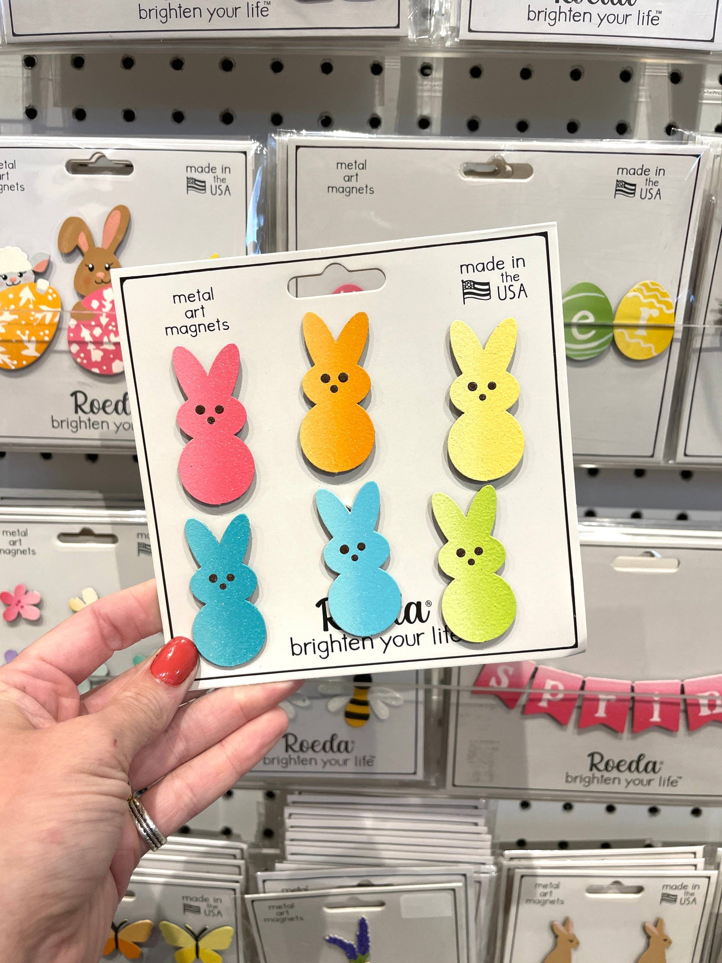 Rainbow Marshmallow Bunny Magnets S/6