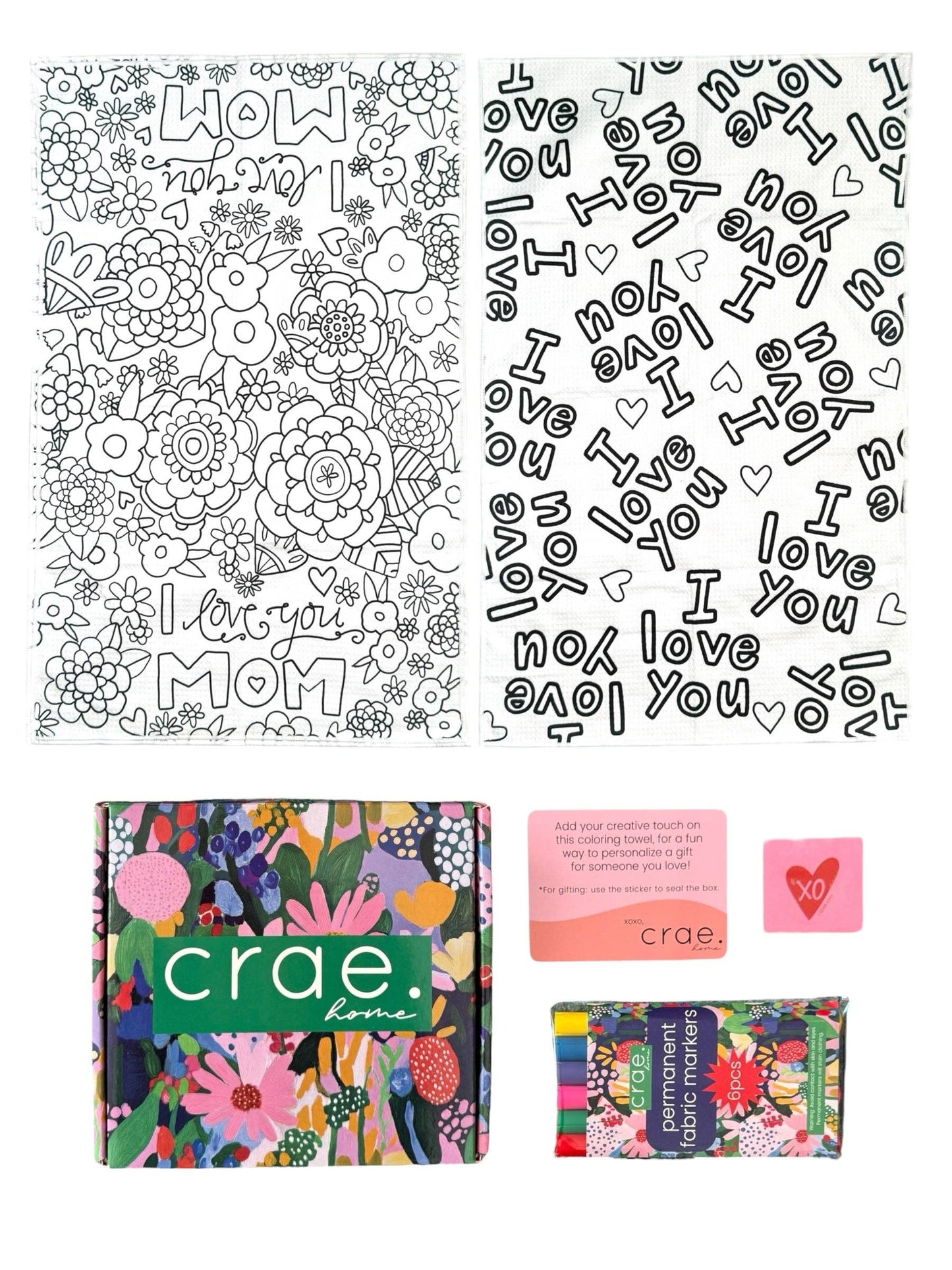 Mother's Day Coloring Gift Box: I'm Lucky To Love You: Single-Sided Hand Towel