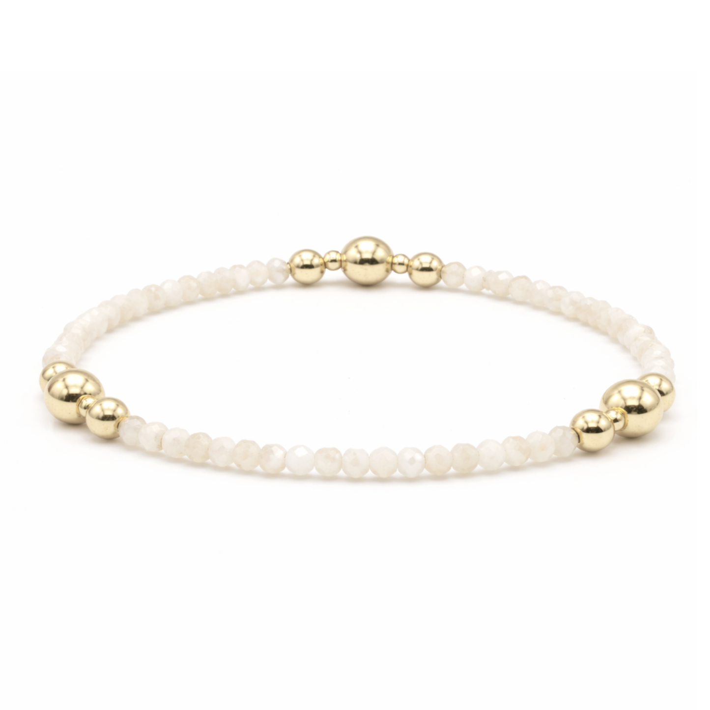 Nantucket Shimmer Winter White & Gold- Filled Beaded Bracelet-Erin Gray