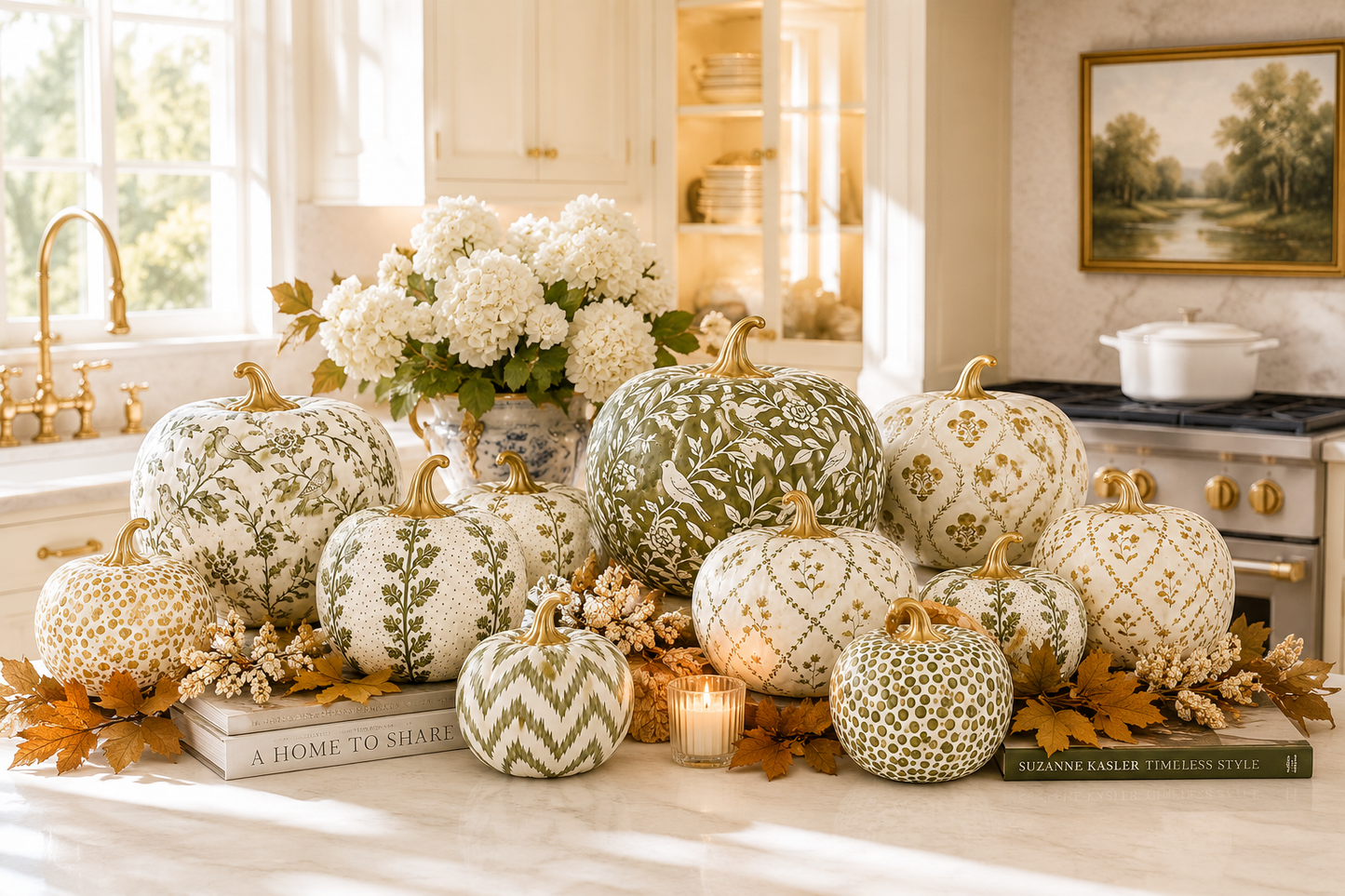 Gold Meadow Sprig Pumpkin: 6"