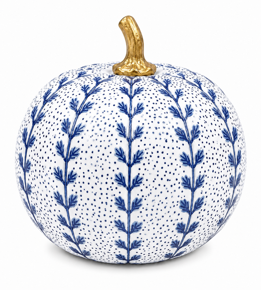 Navy Meadow Sprig Pumpkin: 6"