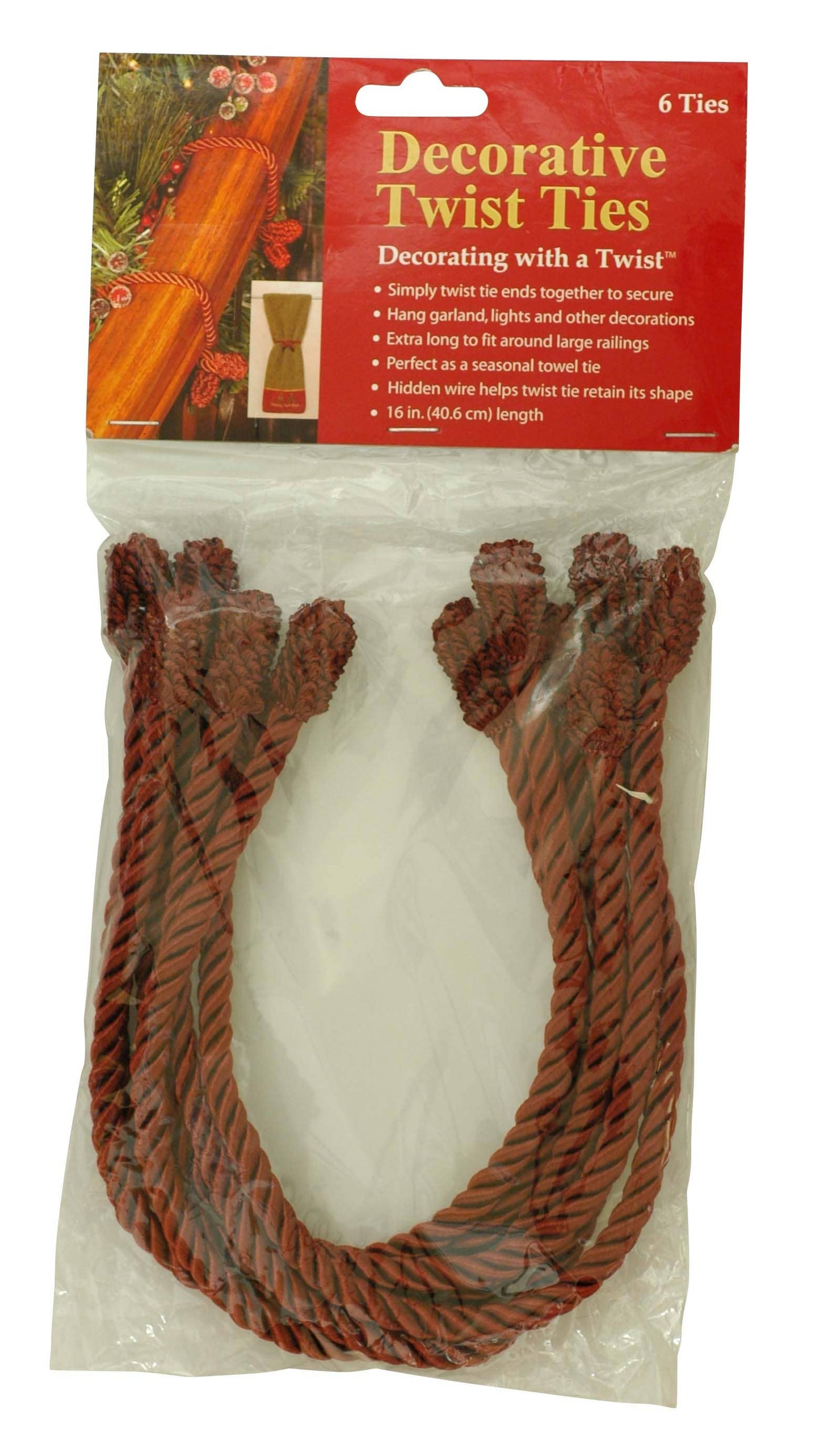 Decorative Twist Ties 6 Pack - Red/Green/White