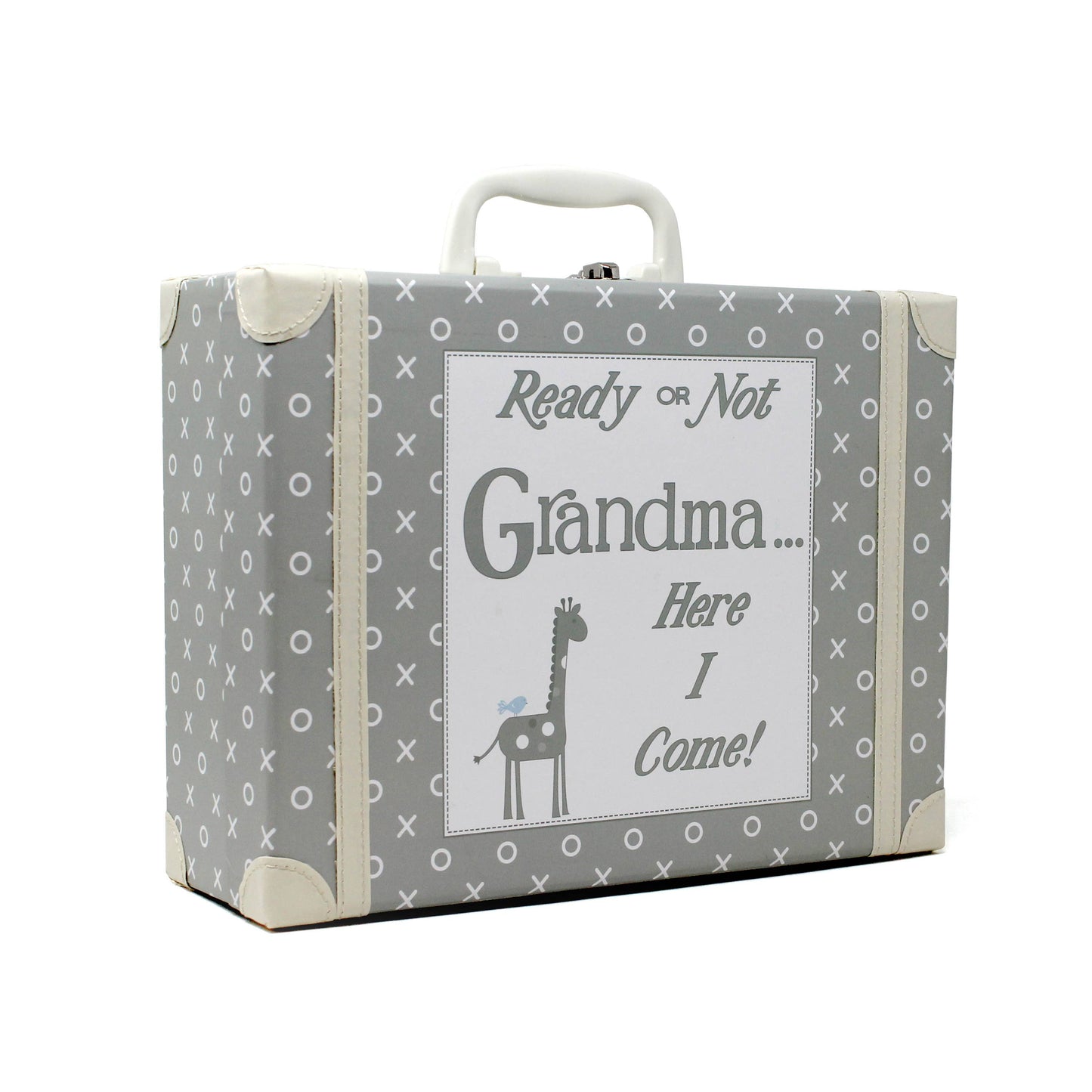 Going To Grandma's XO Suitcase Gray With Swaddle
