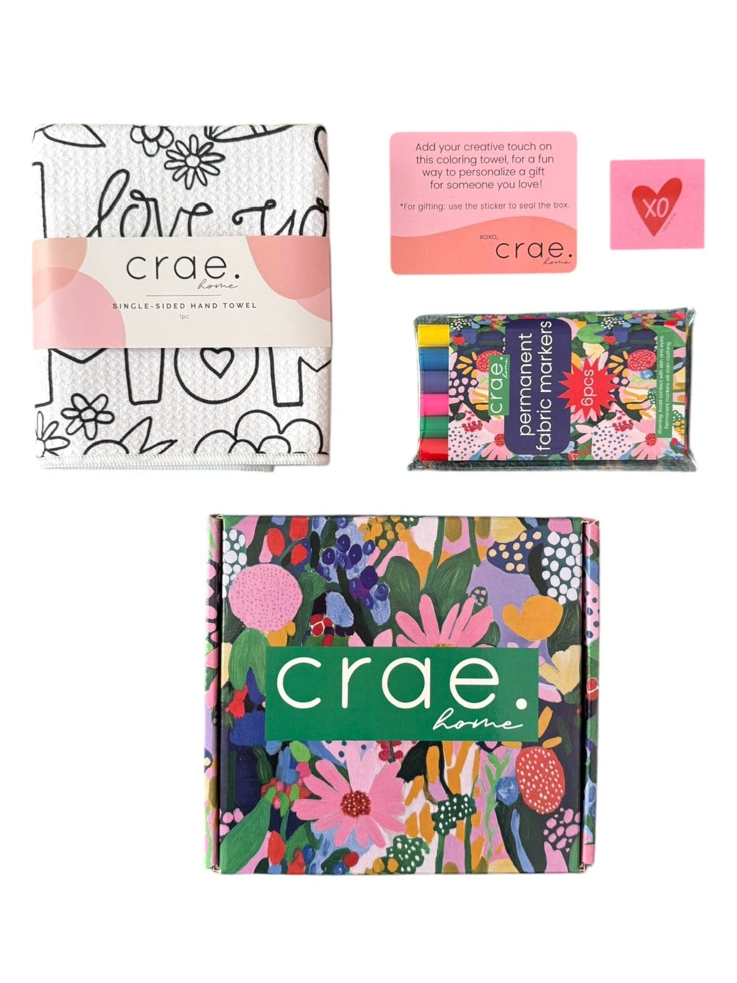 Mother's Day Coloring Gift Box: I'm Lucky To Love You: Single-Sided Hand Towel