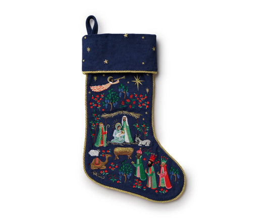 Nativity Embroidered Stocking