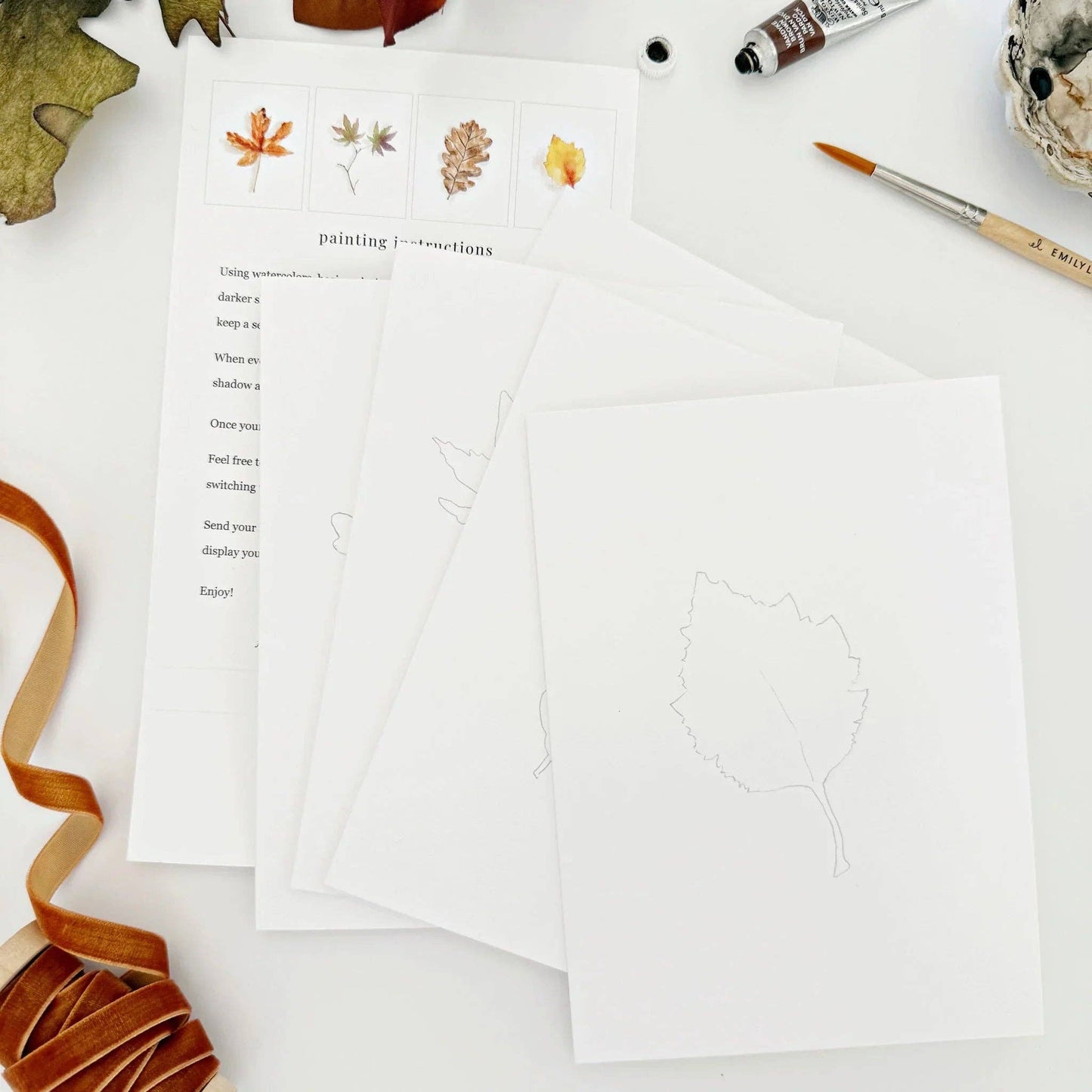 Fall Leaves Paintable Notecard Set