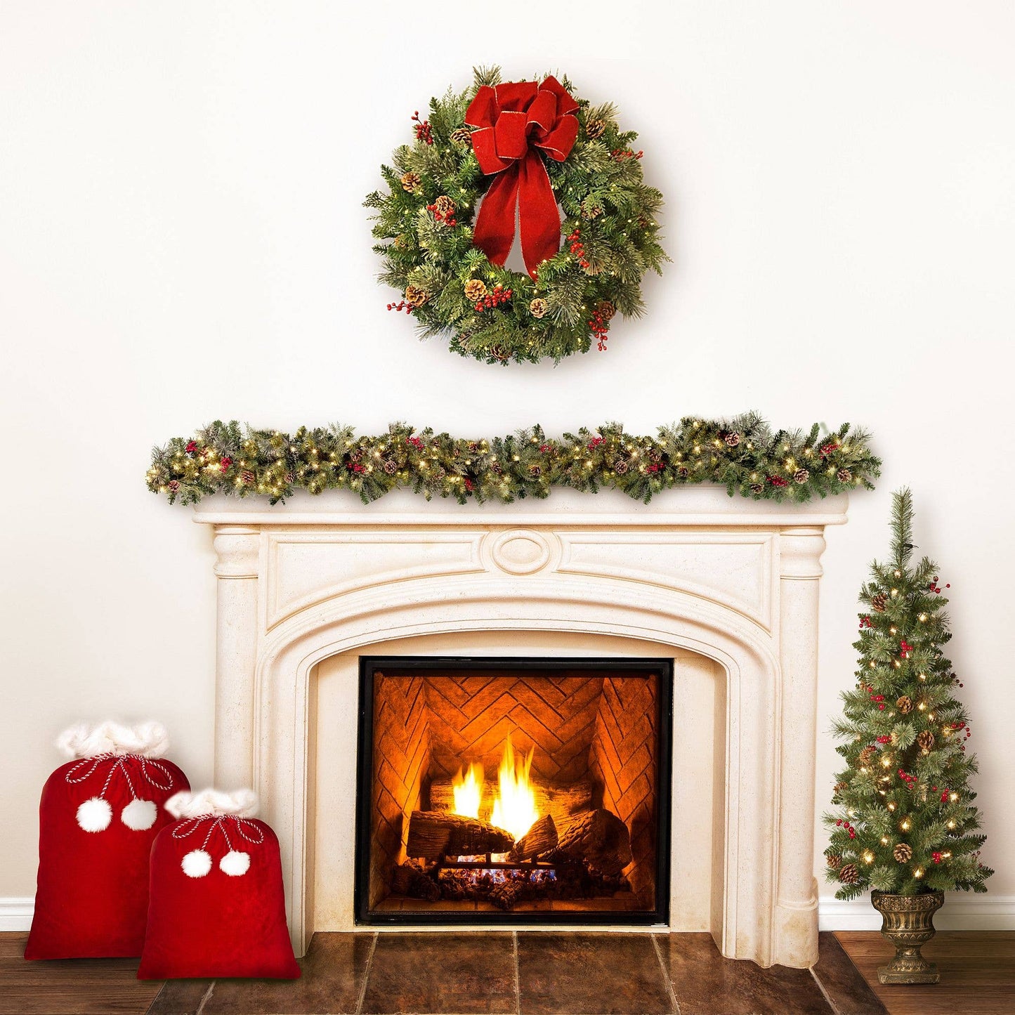 Deluxe Red and White Christmas Santa Bag with Fur Cuff 42-In