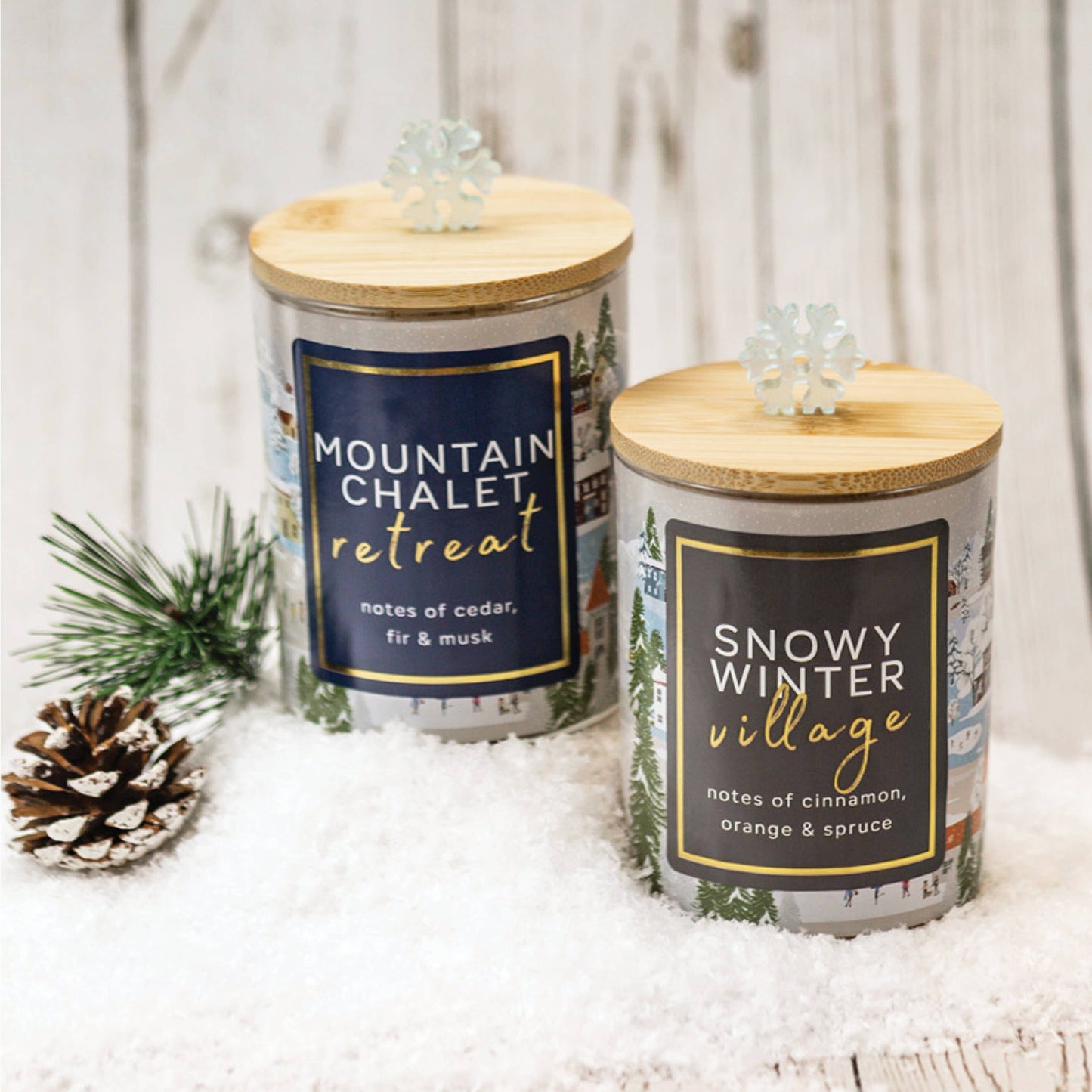 Snowy Winter Village Candle