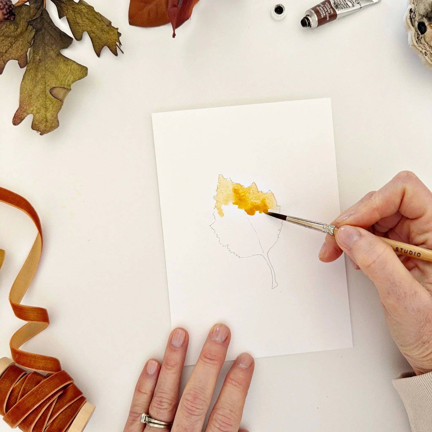 Fall Leaves Paintable Notecard Set