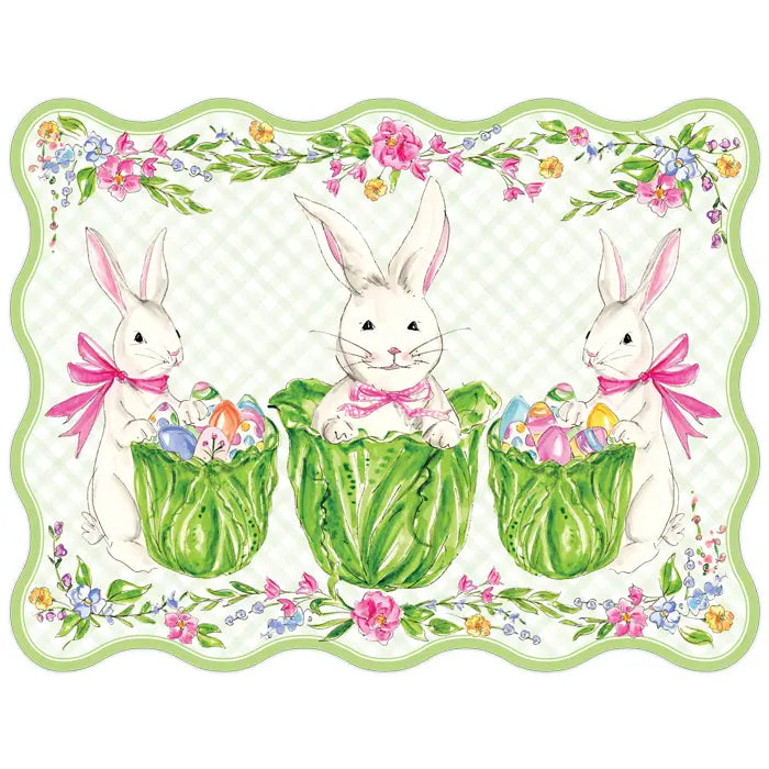 Bunny Trio in Cabbage Posh Placemats