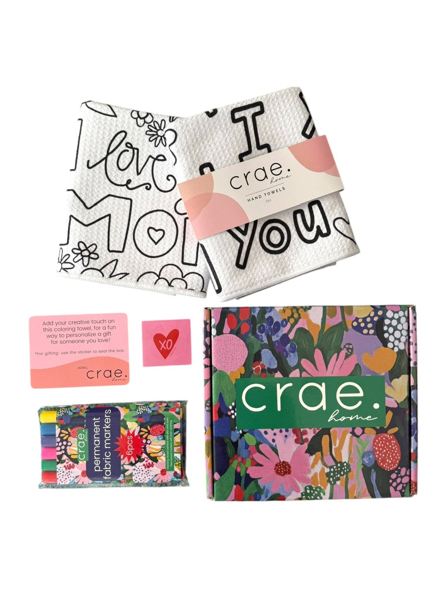 Mother's Day Coloring Gift Box: I'm Lucky To Love You: Single-Sided Hand Towel