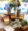 Himalayan Handmade Candles Artisan Blown Glass Hurricane: Matte Gold / Bourbon Vanilla / 32  oz
