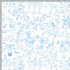 Christmas Toile Wrapping Paper Sheets - Blue