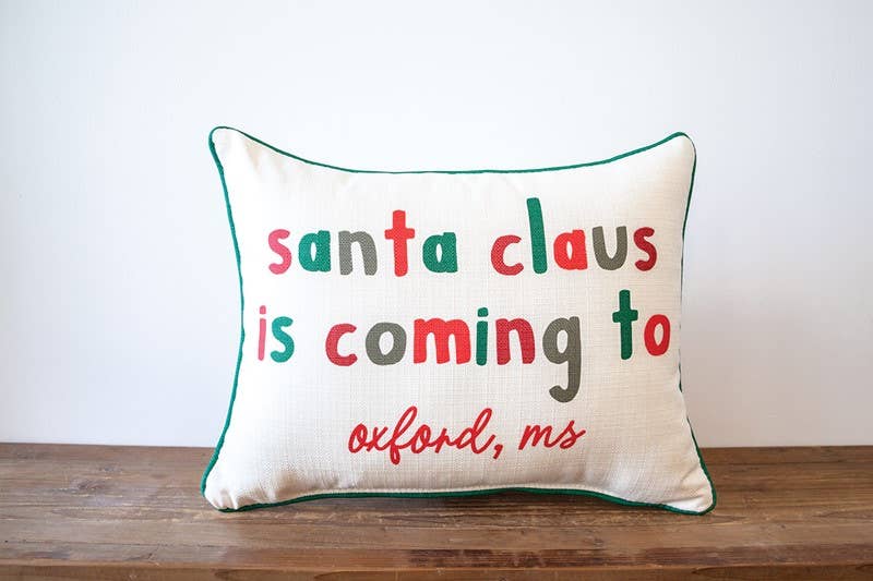 Santa is Coming Merry Tones Piped Pillow