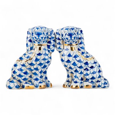 Porcelan Pair Blue Staffordshire Dogs