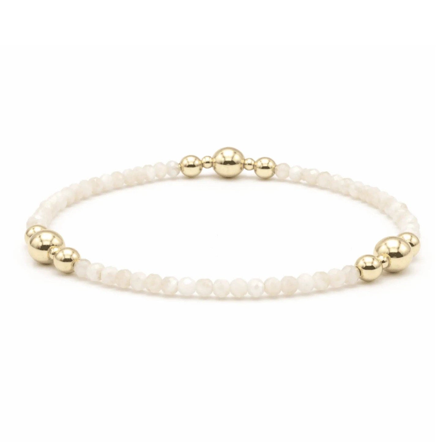 Nantucket Shimmer Winter White & Gold- Filled Beaded Bracelet-Erin Gray