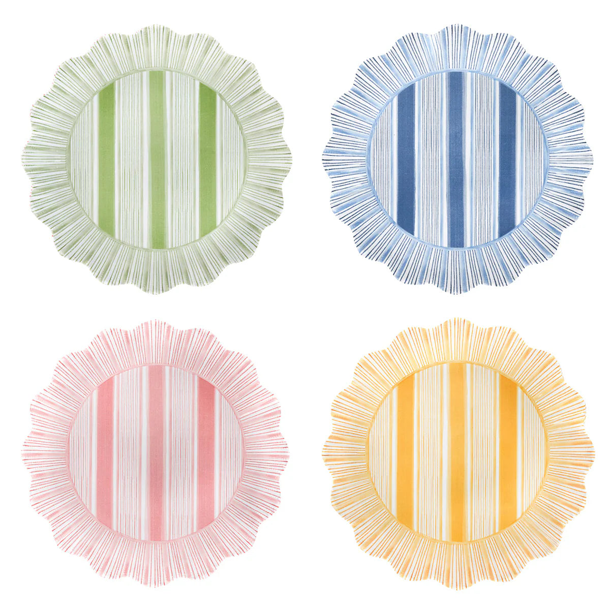 St/4 Melamine Cabana Stripe Salad Plates-Juliska