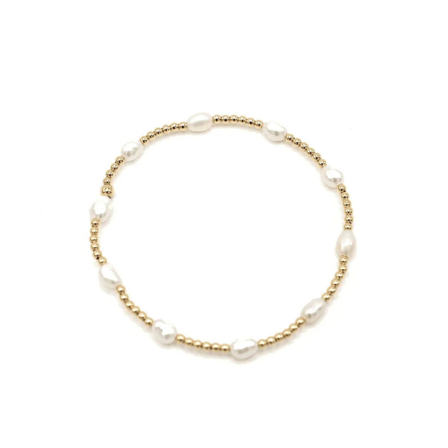 Petite Patterned Rice Pearl Gold Filled Bracelet-Erin Gray