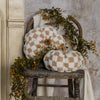 9.75"  BROWN & CREAM CHECK FABRIC PUMPKIN