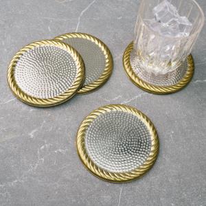Hammered Coasters with Gold Border st/4