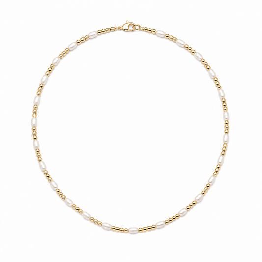 Dainty Pearl  Gold Filled Waterproof Necklace-Erin Grey