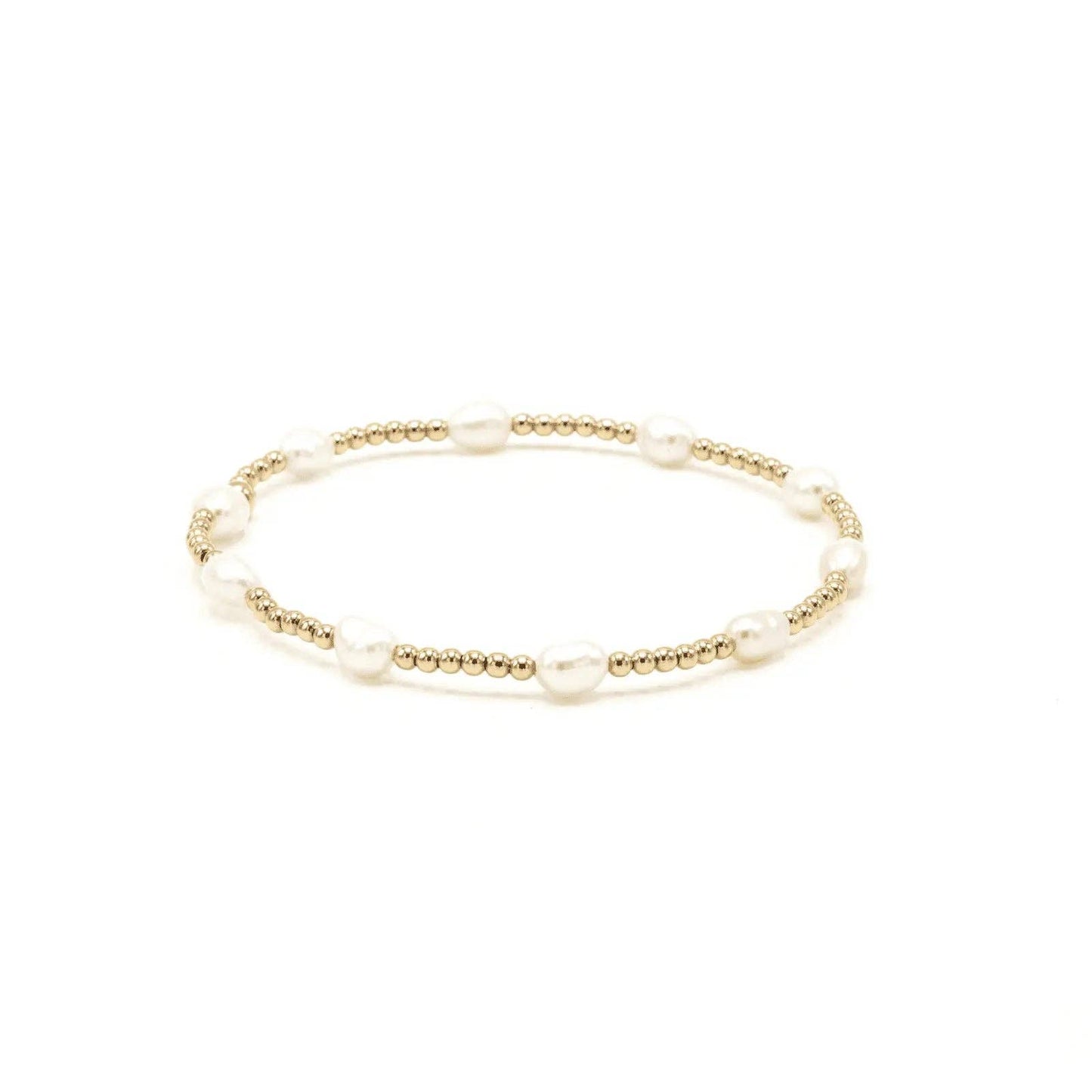 Petite Patterned Rice Pearl Gold Filled Bracelet-Erin Gray