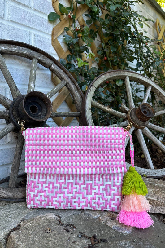 Clutch Preppy Tile Rose Citron: Clutch / Crossbody with Strap