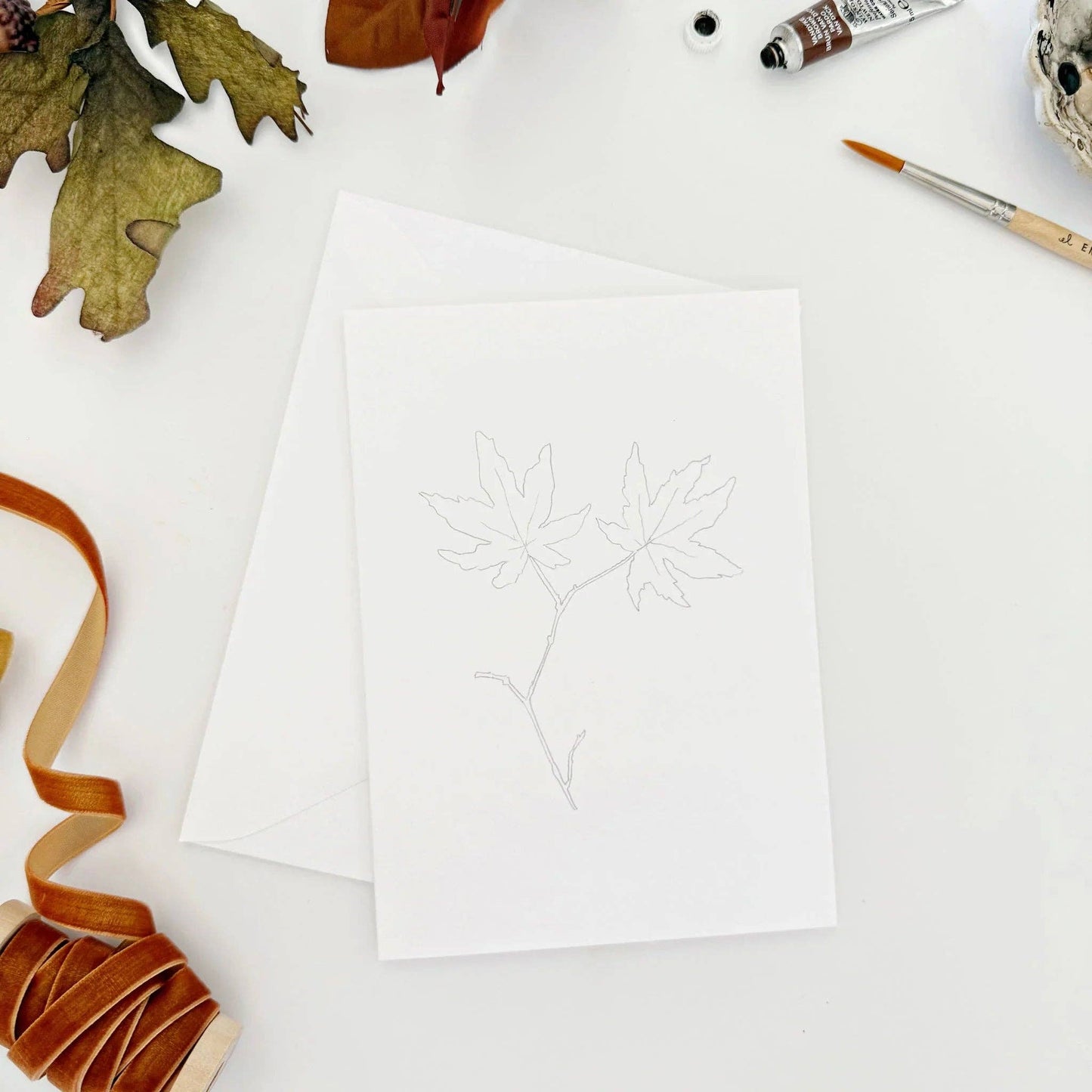 Fall Leaves Paintable Notecard Set