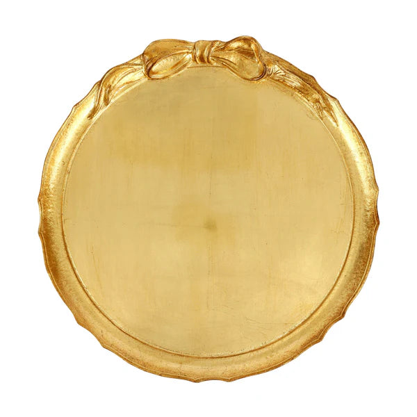 Florentine Wooden Gold Bow Round Tray-Vietri