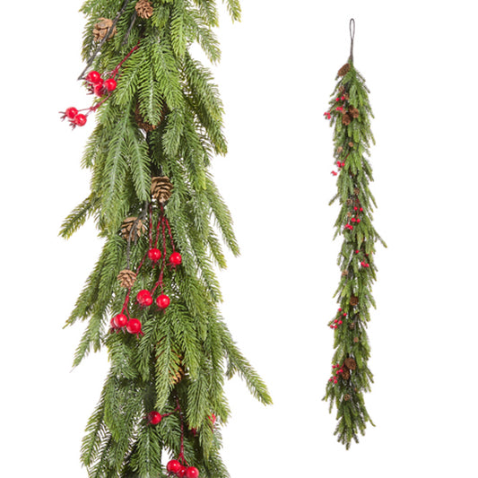 Norfolk Pine and Berry Christmas Garland