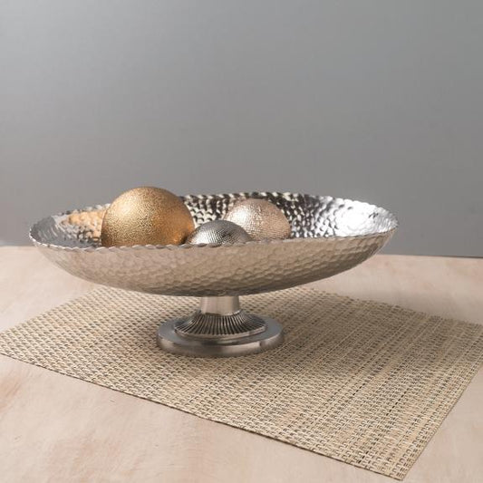 Hammered Pedestal Oval Bowl
